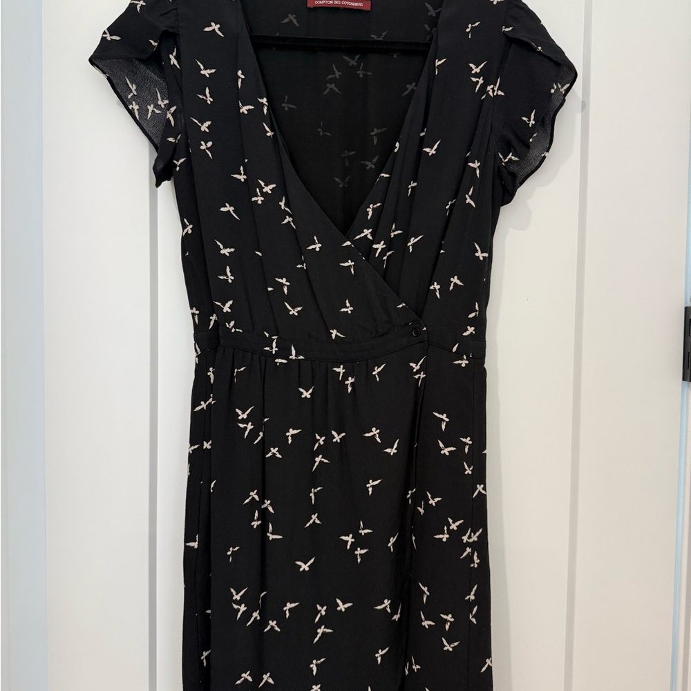 Comptoir Des Cotonniers Navy Blue Dress with Bird Print